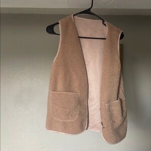 Cozy Tan Open Vest with Pockets